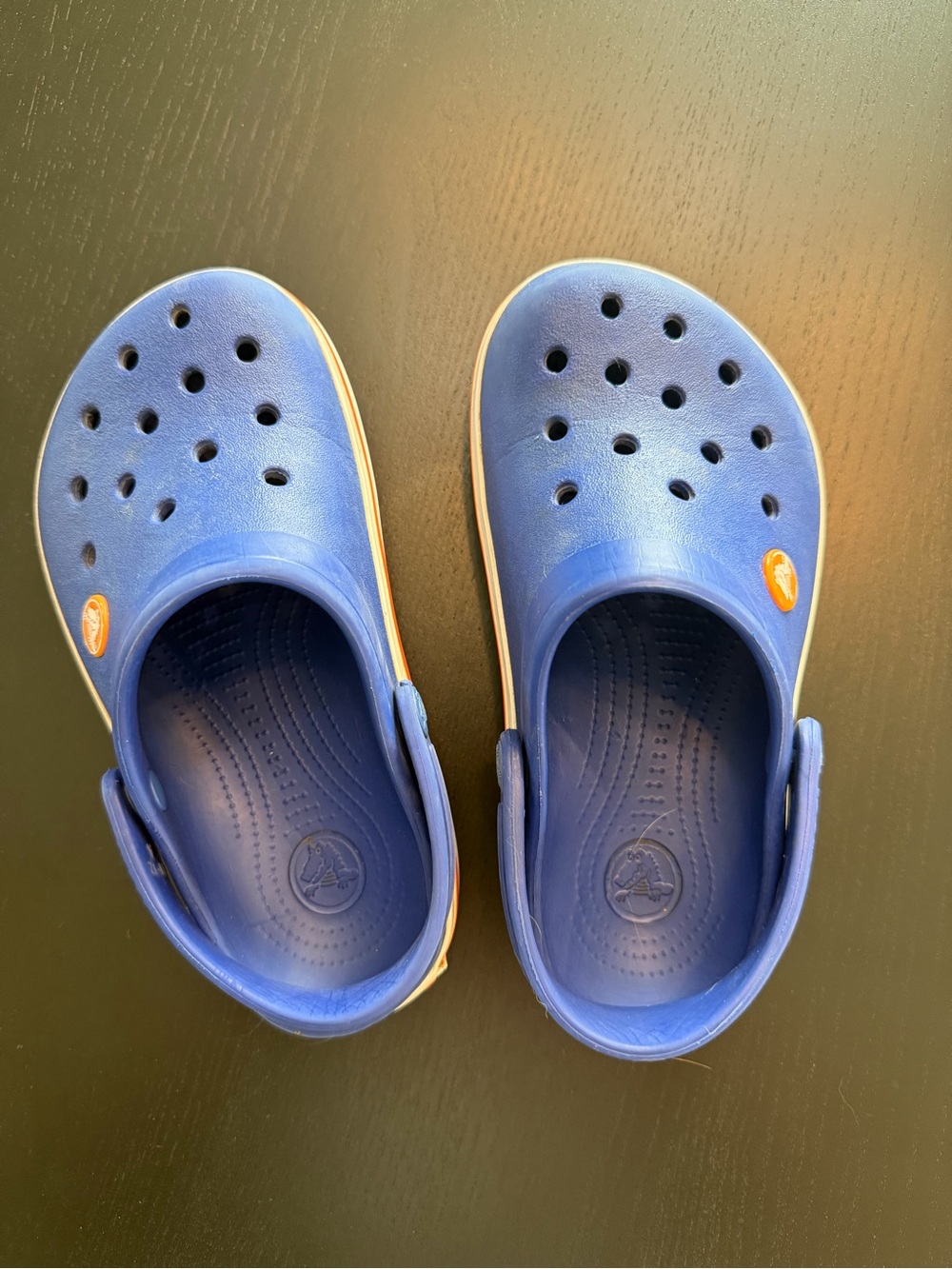 CROCS Kids Slip-On Clogs in Blue with Cream Accent